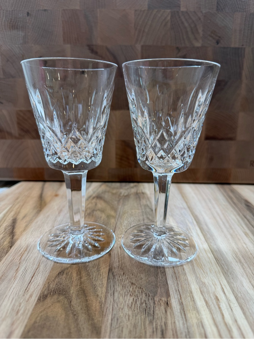 Waterford Crystal Clear Cut Crystal Wine Glasses - Pair